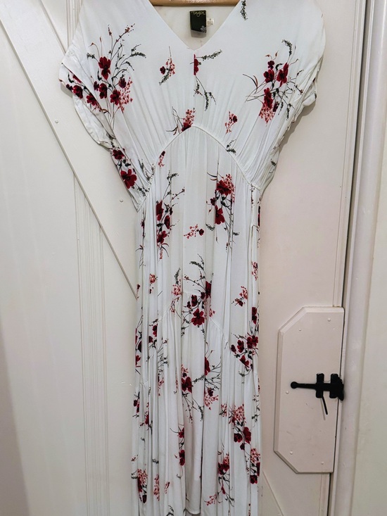 Taylor Dresses & Skirts - Taylor White Maxi Dress with Red Floral Print